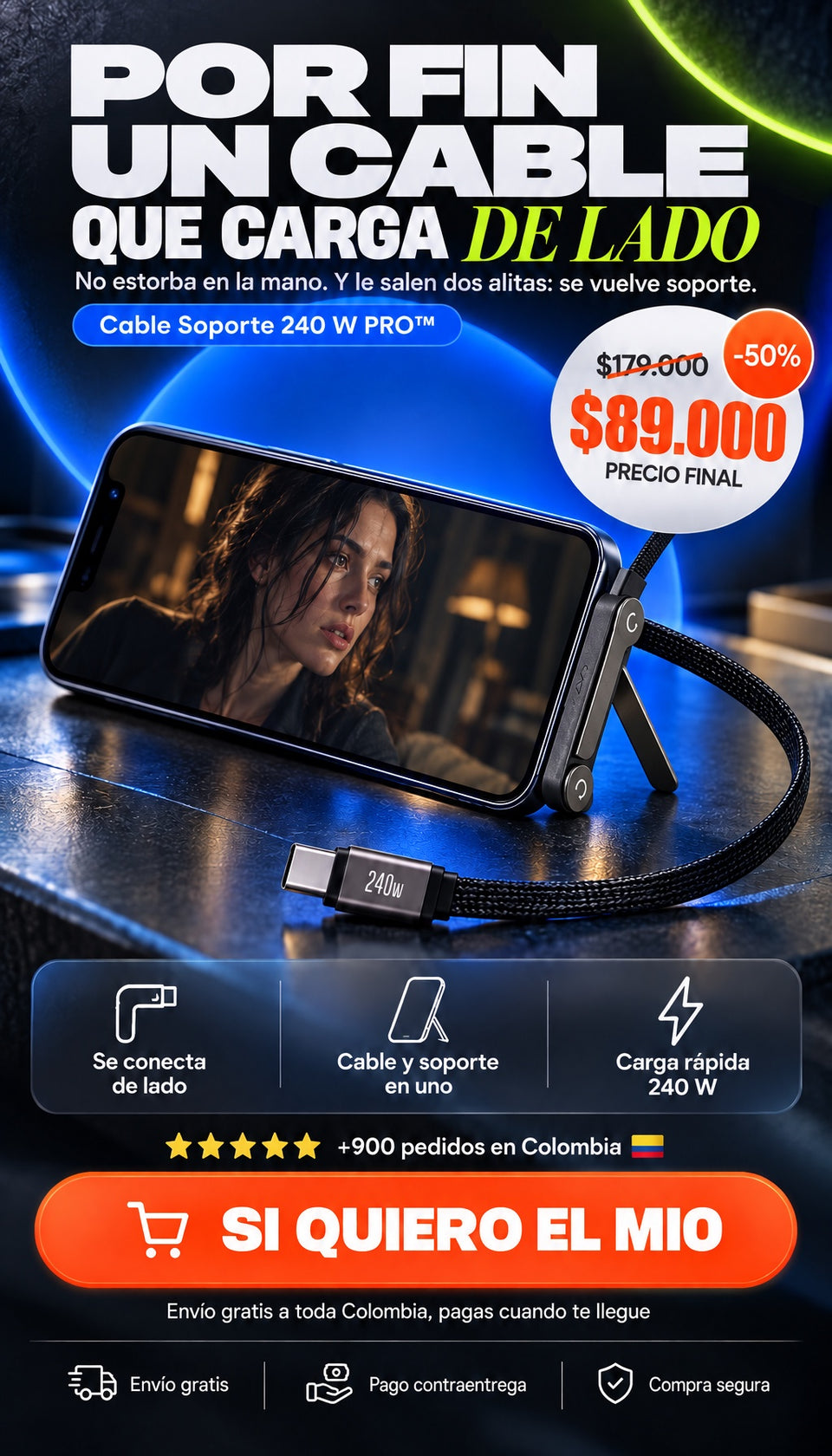 Cable Soporte 240 W PRO™ — $89.000, envío gratis y pago contraentrega