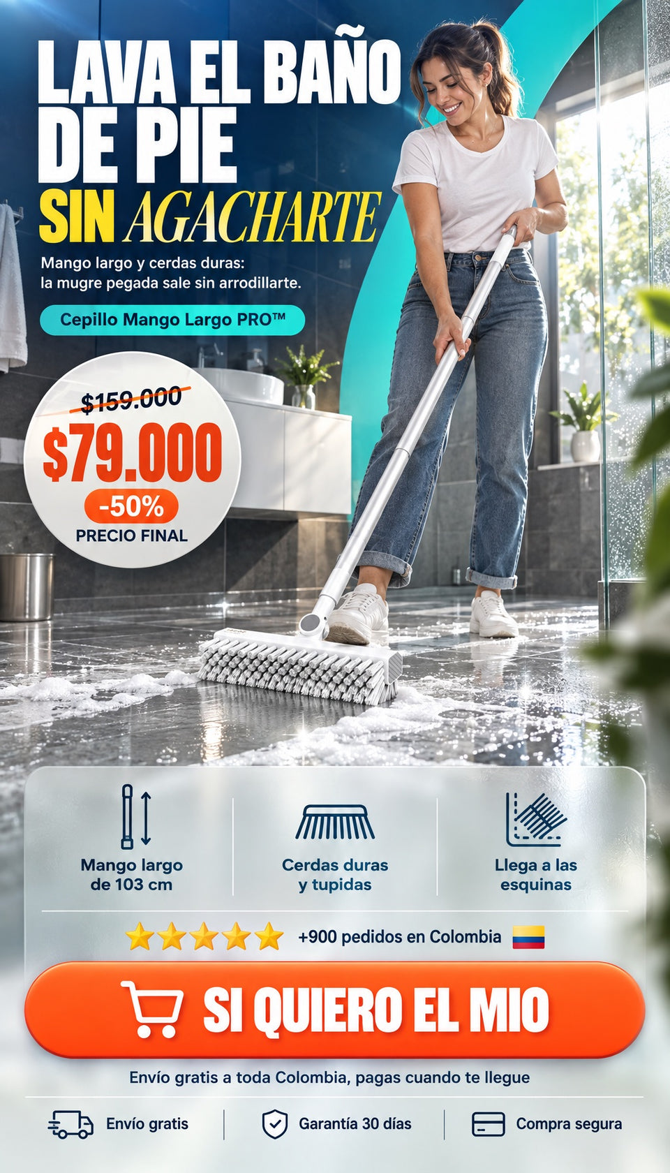 Cepillo Mango Largo PRO™ — $79.000, envío gratis y pago contraentrega