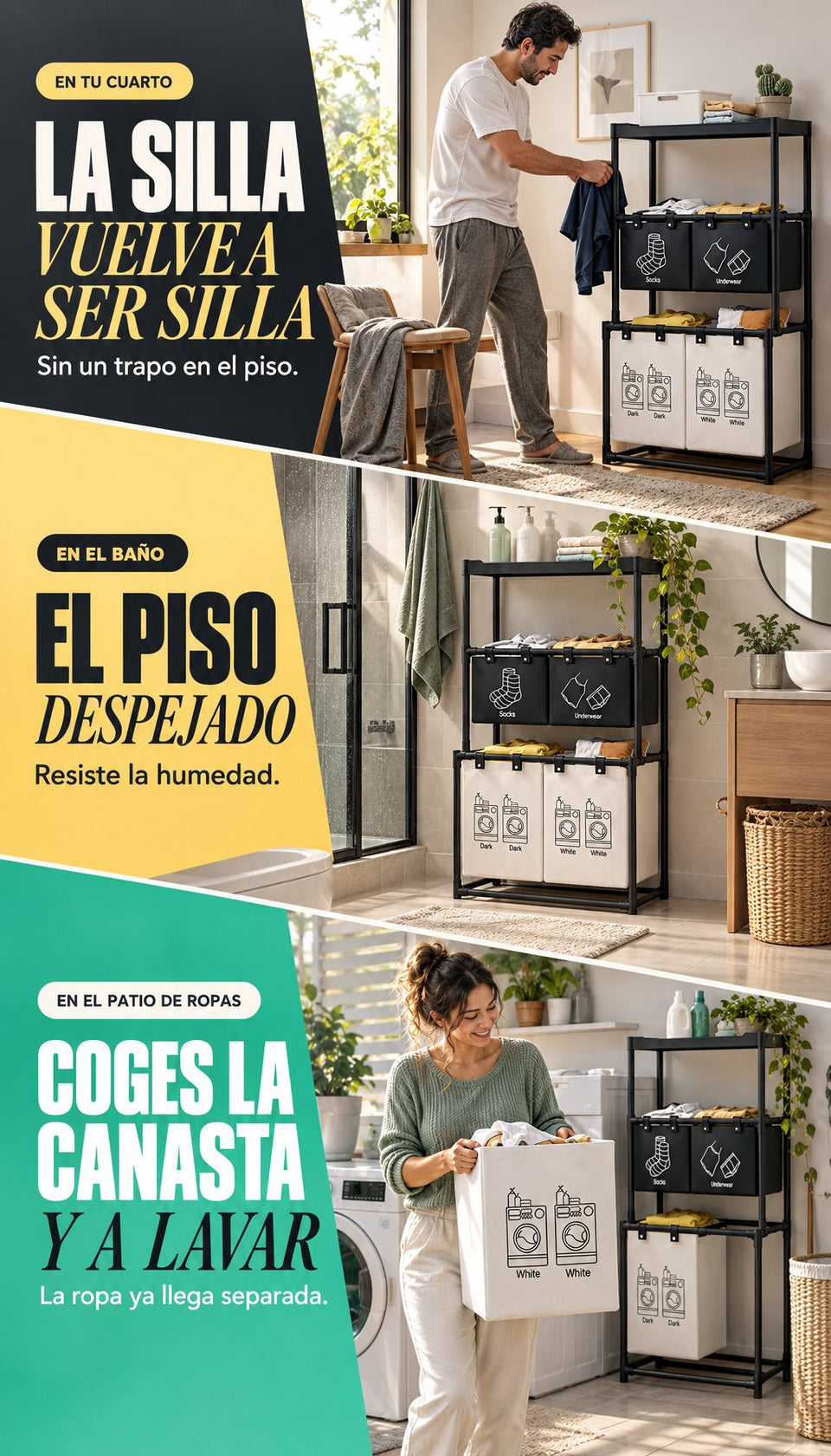 En tu cuarto, en el baño y en el patio de ropas