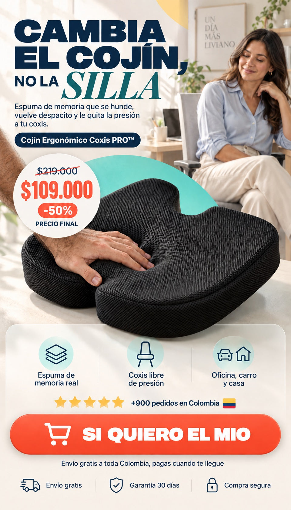 Cojín Ergonómico Coxis PRO™ — $109.000, envío gratis y pago contraentrega