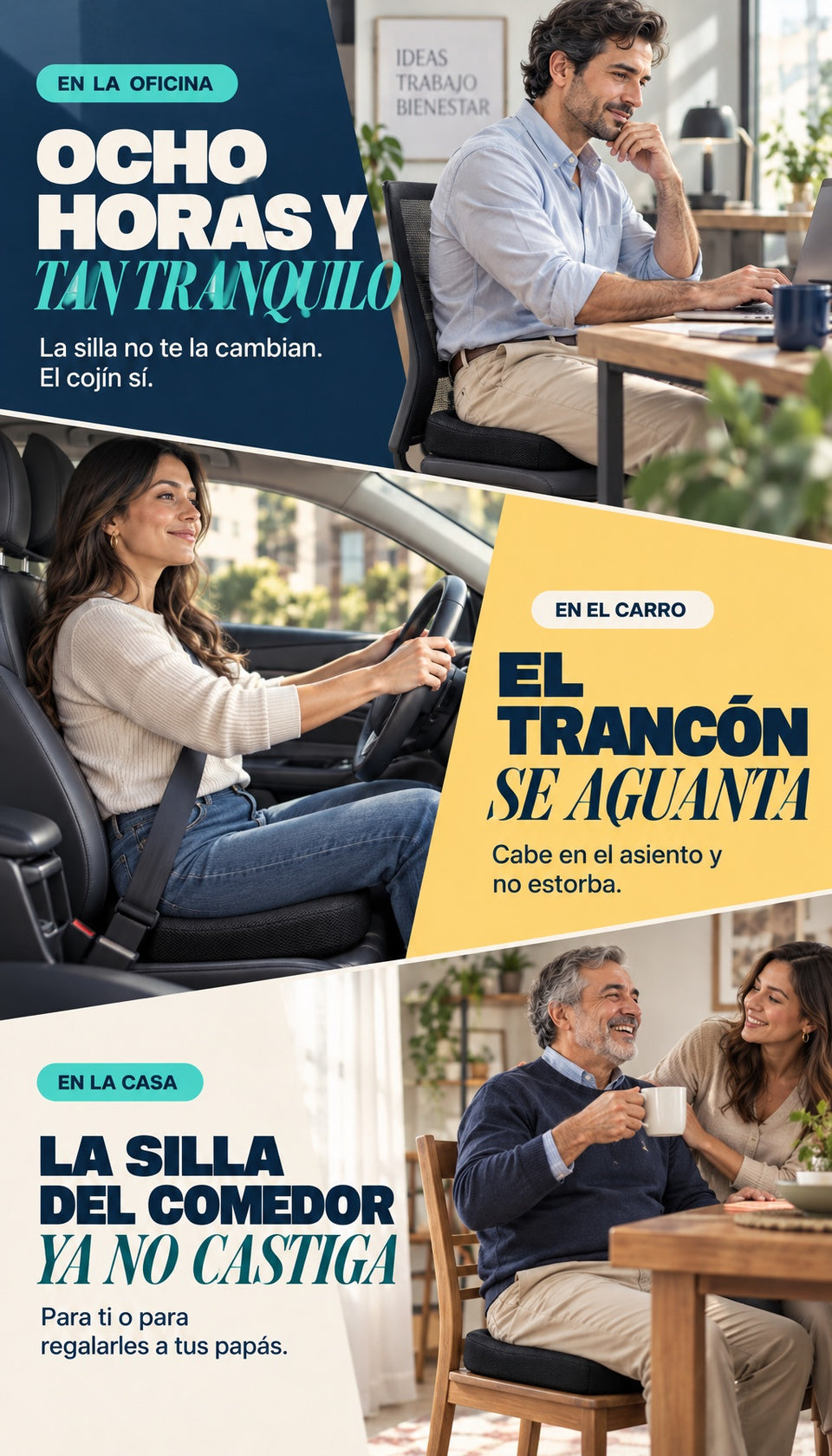 En la oficina, en el carro y en la casa