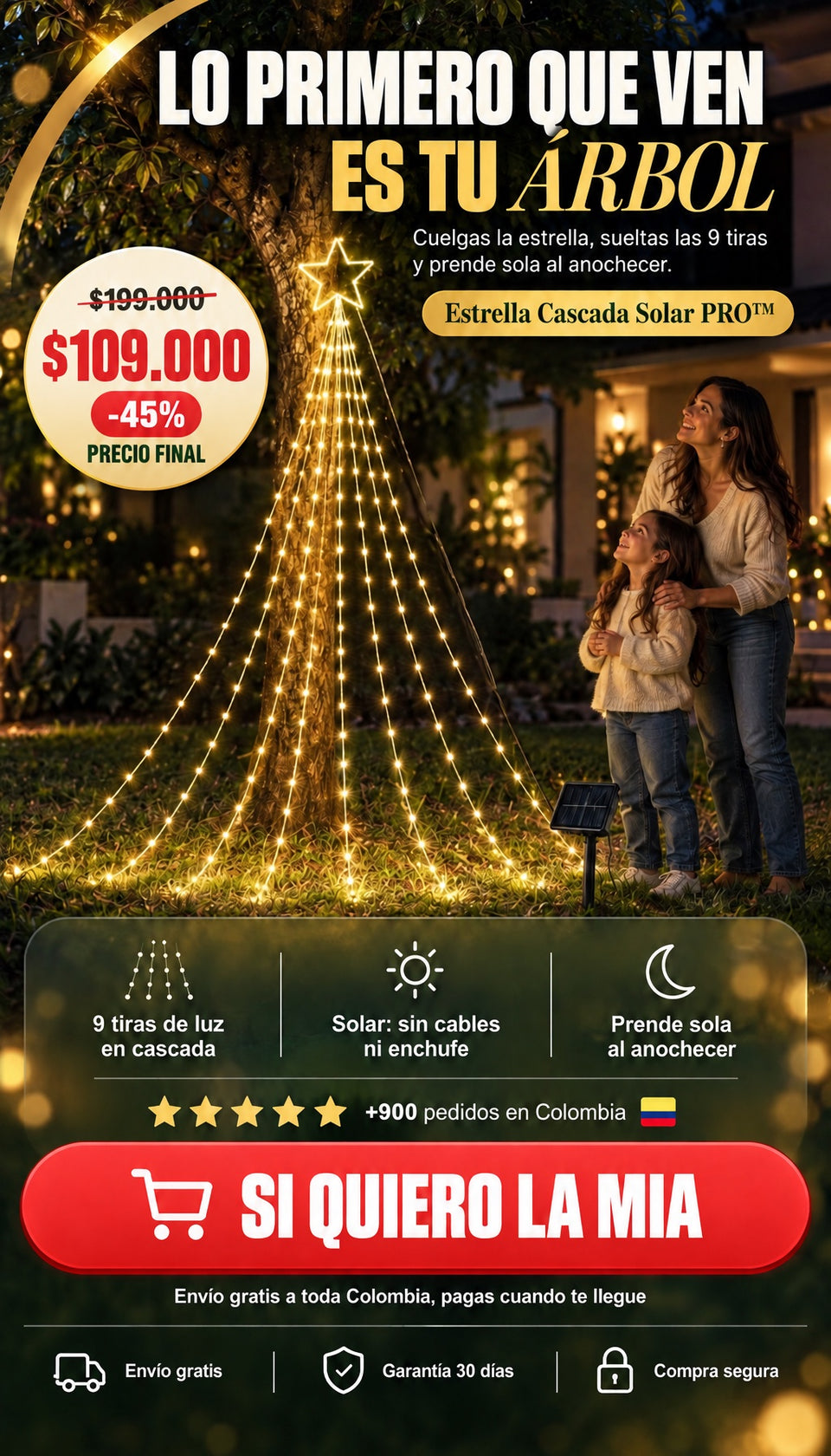 Estrella Cascada Solar PRO™ — $109.000, envío gratis y pago contraentrega