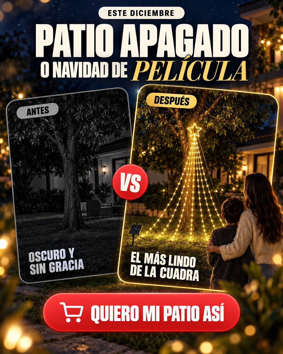 Patio apagado o Navidad de película: antes y después