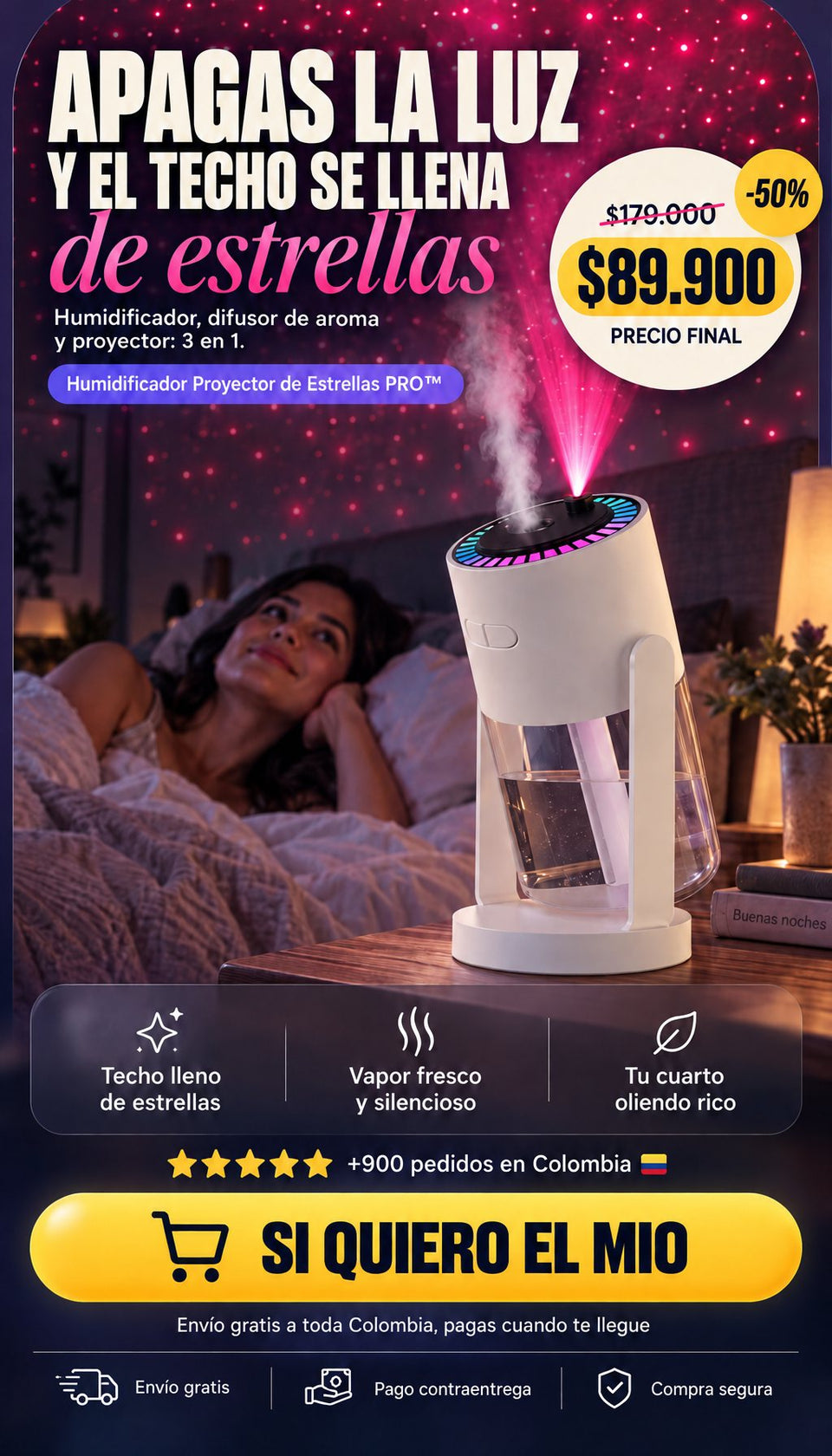 Humidificador Proyector de Estrellas PRO™ — $89.900, envío gratis y pago contraentrega